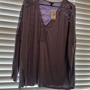 Torrid Lilac Lace Trim V-Neck Top NWT